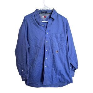Tommy Hilfiger Dress Shirt 15 1/2 Blue 32-33 Long Sleeve Mens M Medium